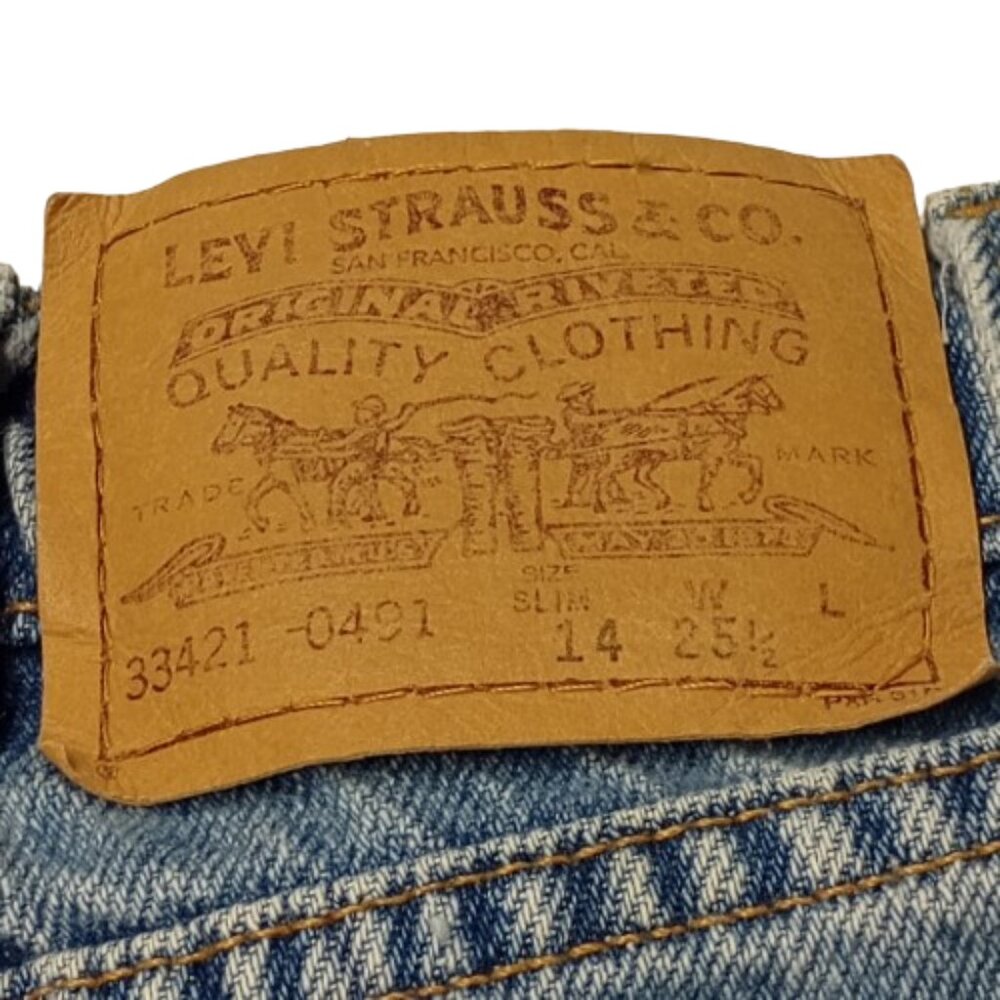 Levi's vintage orange tab shorts size slim 14 girls style 33421Rolled Hem - Picture 3 of 4